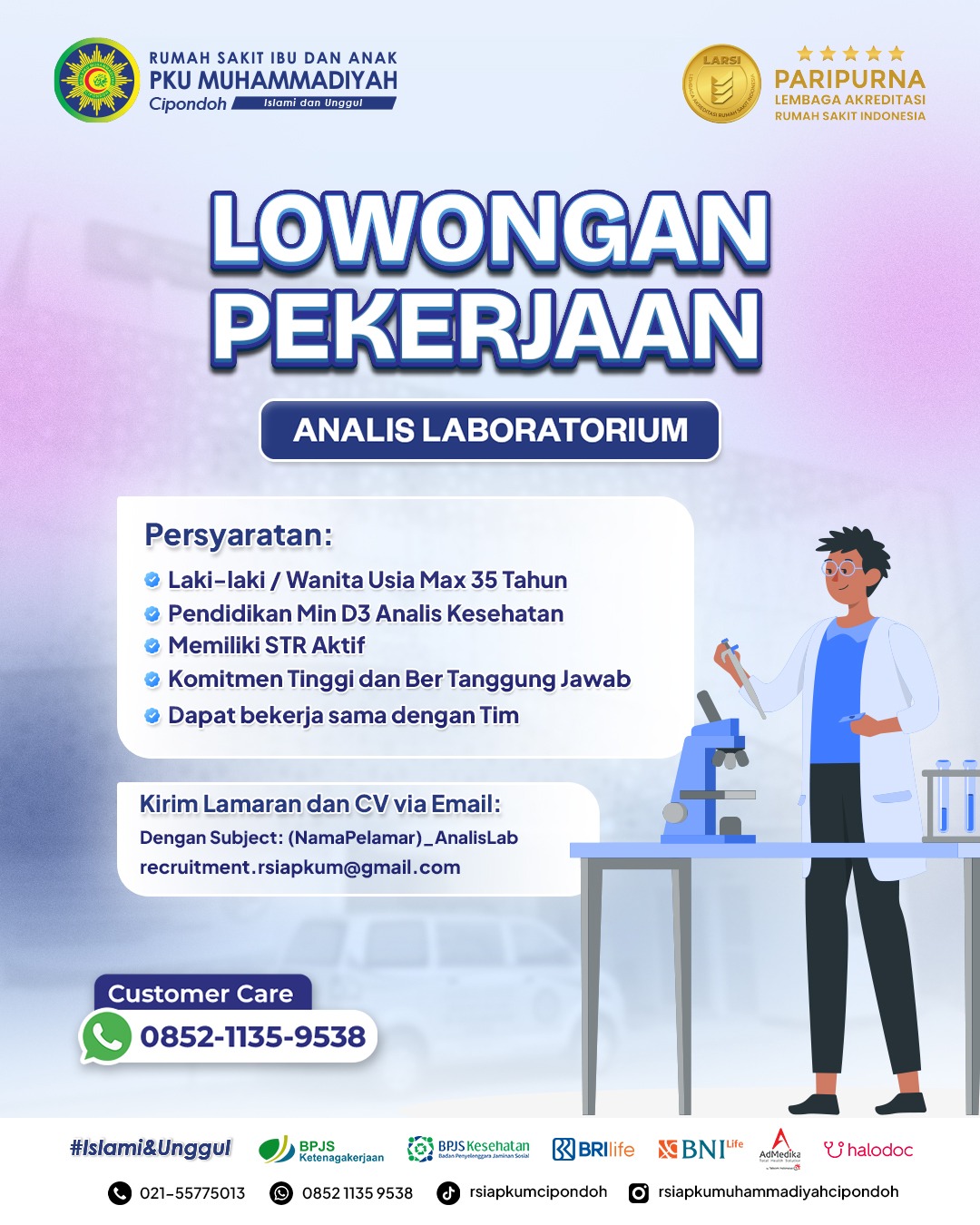 lowongan kerja analis laboratorium